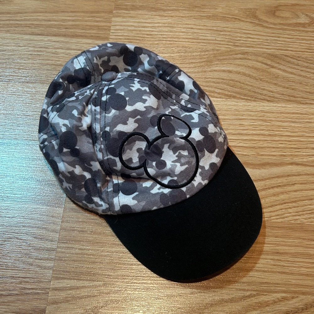 Disney Mickey Mouse Boys Camo Baseball Hat Gray Black Adjustable Cap
